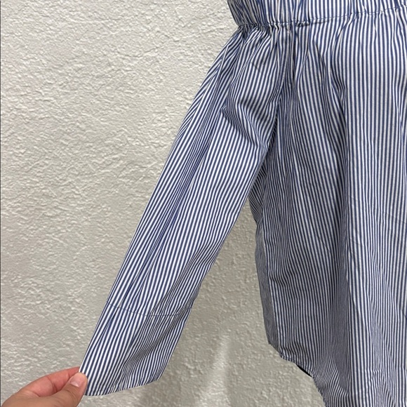 Zara  Women’s Blue White Striped Top Off The Shoulder Blouse 3/4 Sleeve Size S - Picture 4 of 6